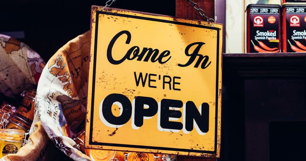 come in open sign